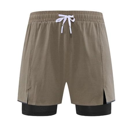 OEKFVCHVZ Men's 2 in 1 Athletic Shorts Quick Dry Lined Running for Training