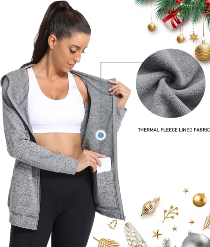 Women's Fleece-Lined Full-Zip Sports Hoodie with Pockets
