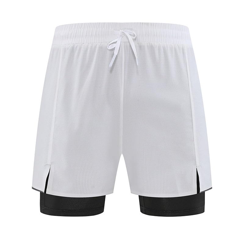 OEKFVCHVZ Men's 2 in 1 Athletic Shorts Quick Dry Lined Running for Training
