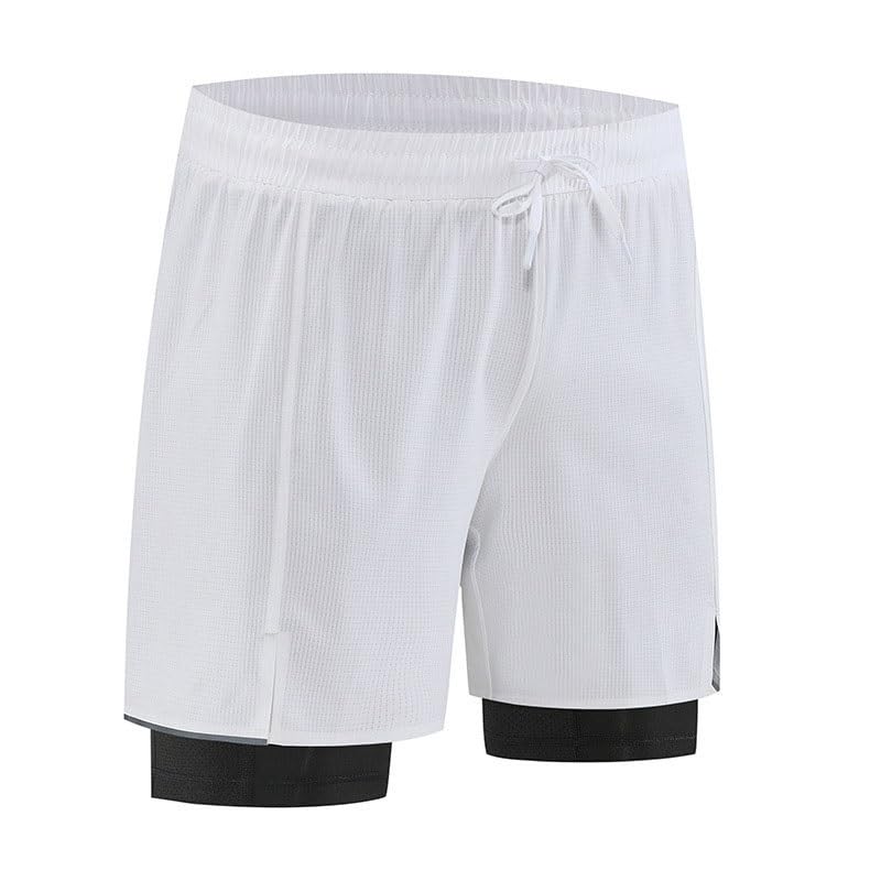 OEKFVCHVZ Men's 2 in 1 Athletic Shorts Quick Dry Lined Running for Training