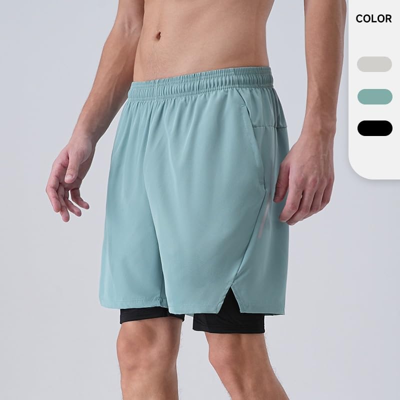 Men's 2-in-1 Quick-Dry Athletic Shorts with Liner