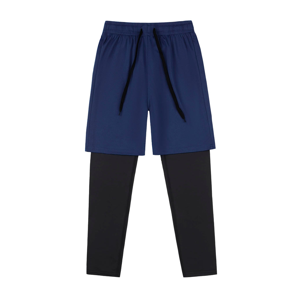 Boys' 2-in-1 Quick-Dry Compression Running Pants
