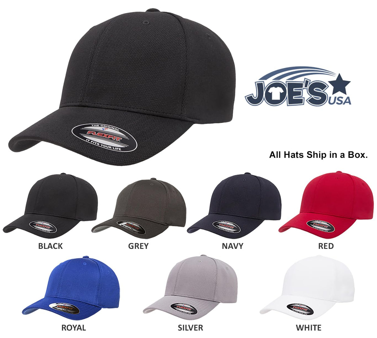 Flexfit Men's Cool & Dry Sport Cap - Fitted 6597 Baseball Cap - Bulk, Blank Hats