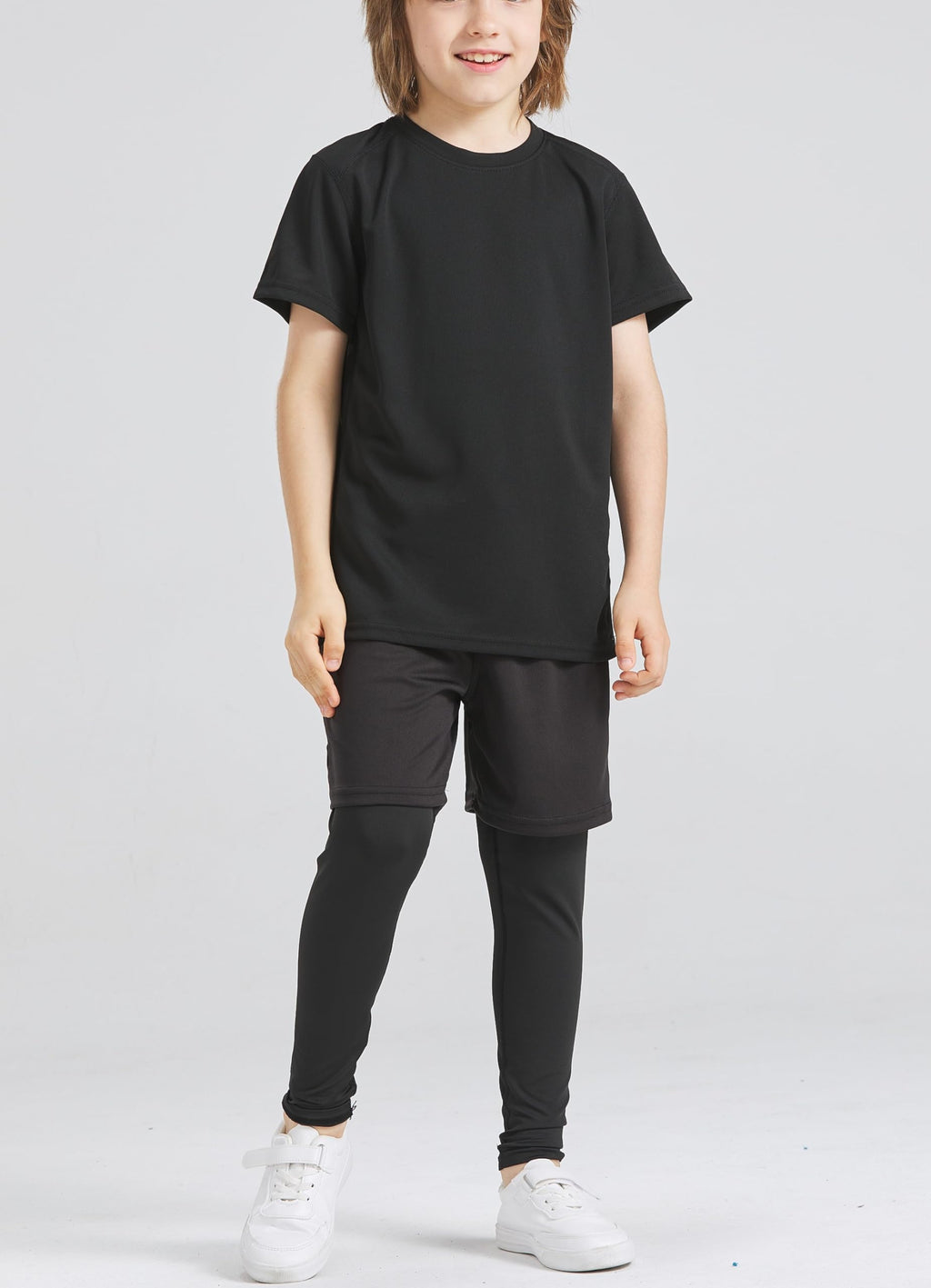 Boys' 2-in-1 Quick-Dry Compression Running Pants