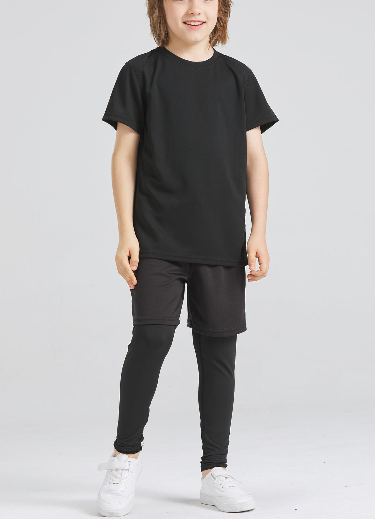 Boys' 2-in-1 Quick-Dry Compression Running Pants