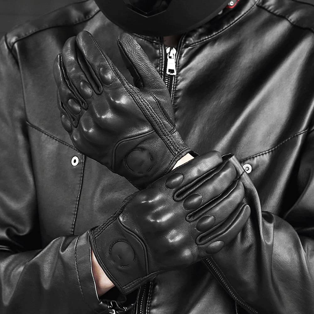 KAOROU Winter Gloves Cycling Touch Handling Fist Joint Protection Leather Gloves