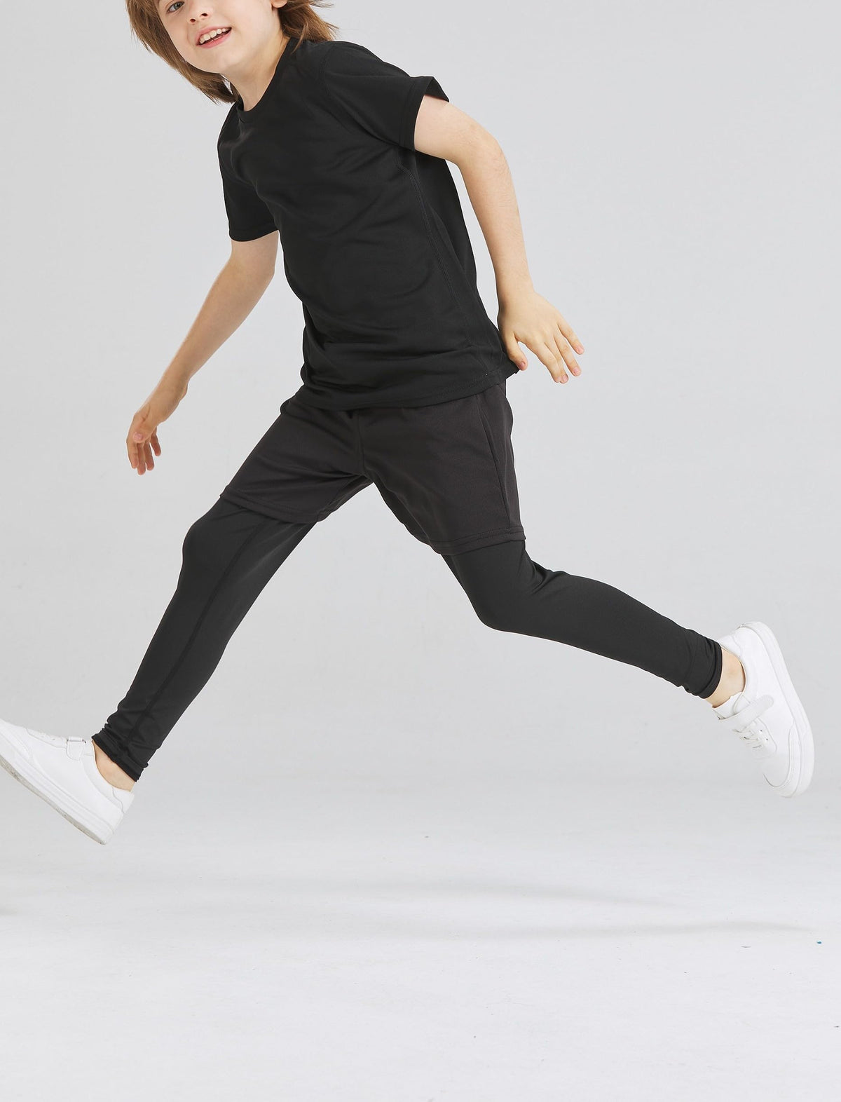 Boys' 2-in-1 Quick-Dry Compression Running Pants
