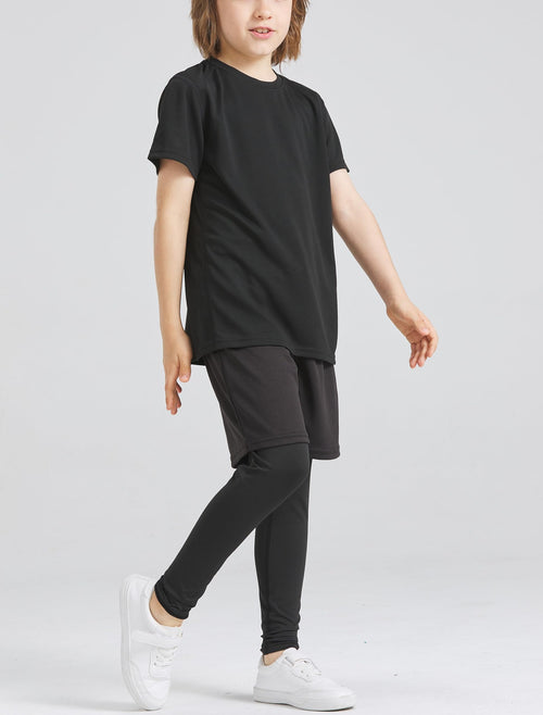 Boys' 2-in-1 Quick-Dry Compression Running Pants