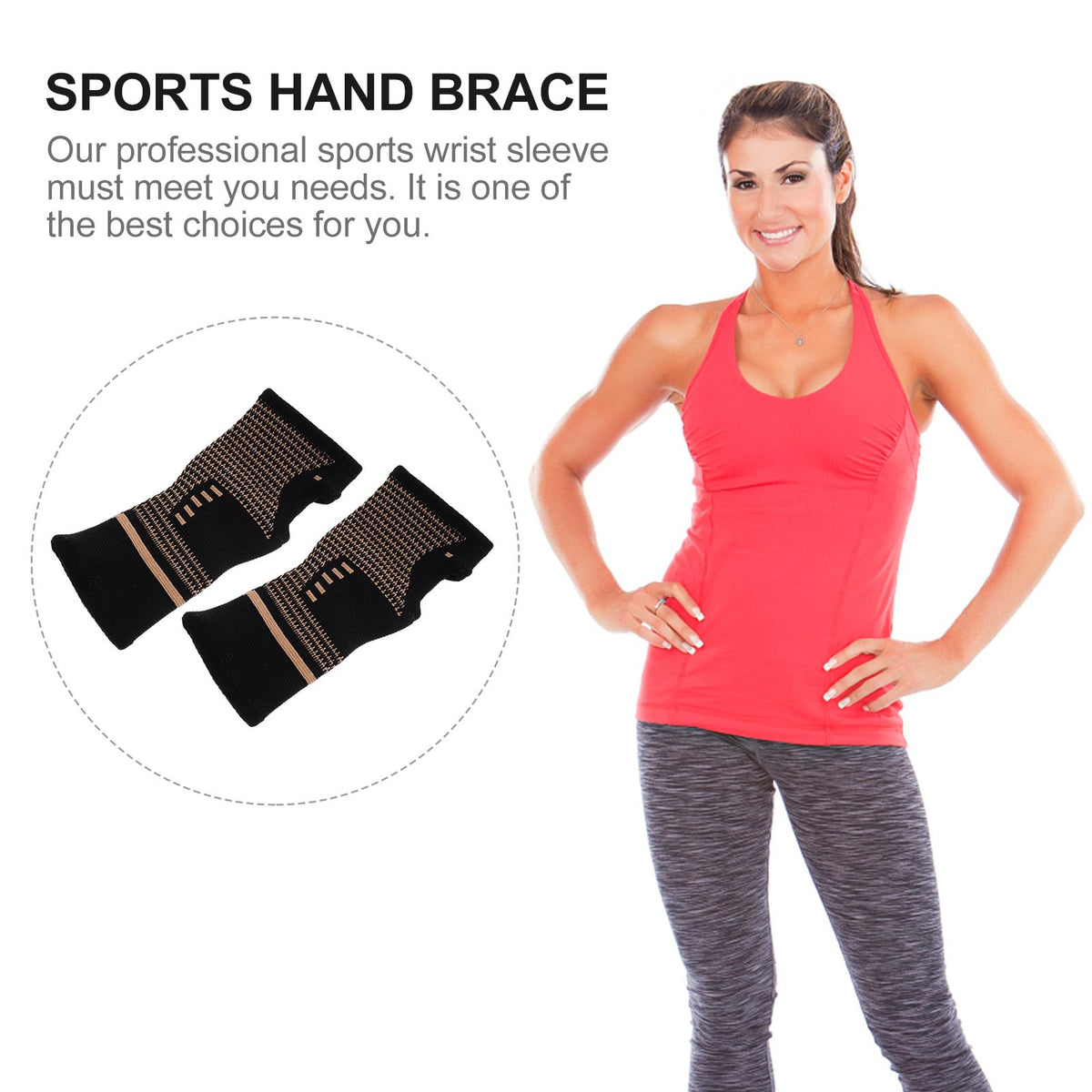 GETAJGHSD Copper Nylon Hand Wrist Sleeves Brace, M, Black 1 Pair