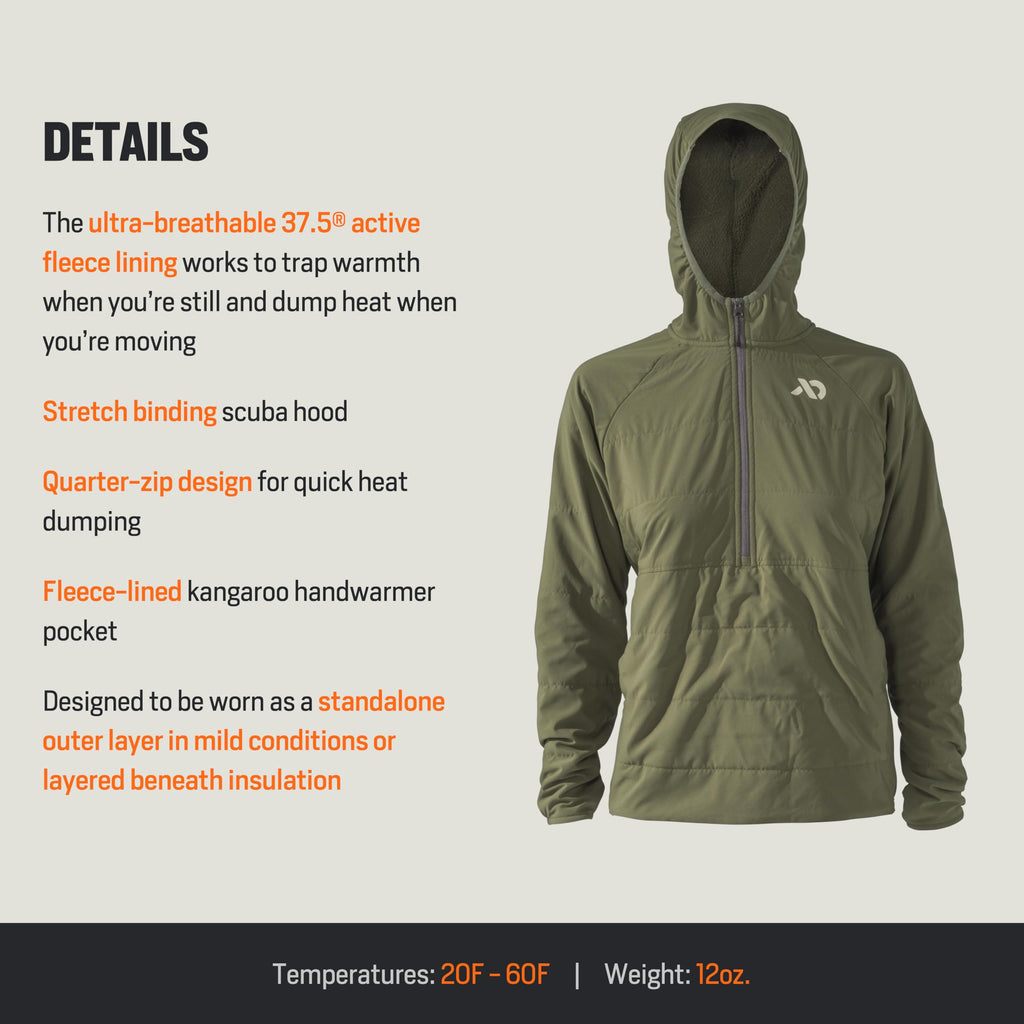 First Lite Women's Navigator Hoody | Softshell Mid Layer | Conifer | Large