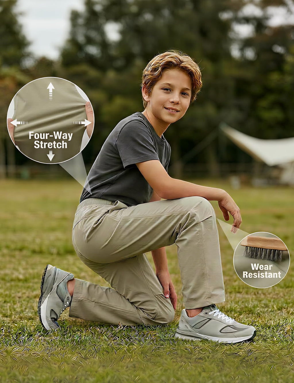 IOFLIGGA Kids Hiking Pants Quick Dry Youth Cargo Pants Girls Boys Loose Fit