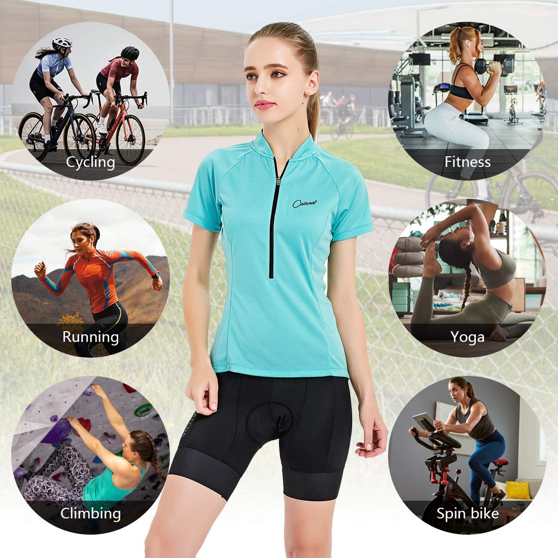 Women's Cycling Jersey Workout Shirt Running Summer Tops