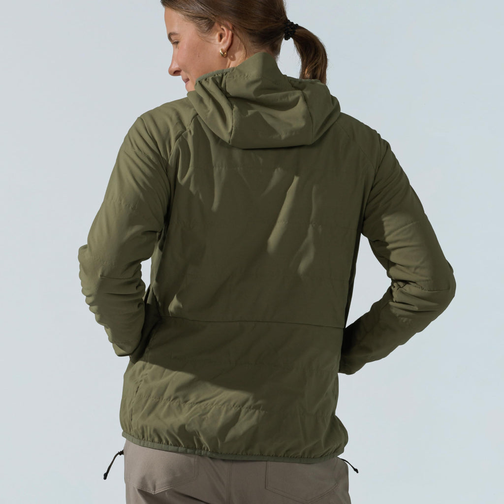 First Lite Women's Navigator Hoody | Softshell Mid Layer | Conifer | Large