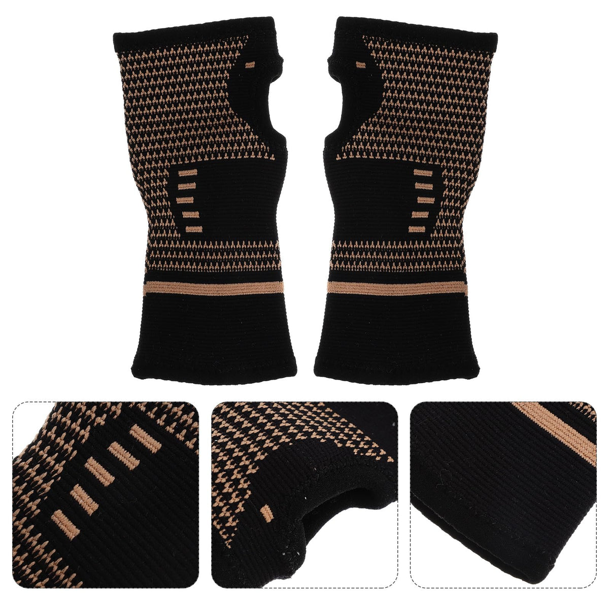 GETAJGHSD Copper Nylon Hand Wrist Sleeves Brace, M, Black 1 Pair